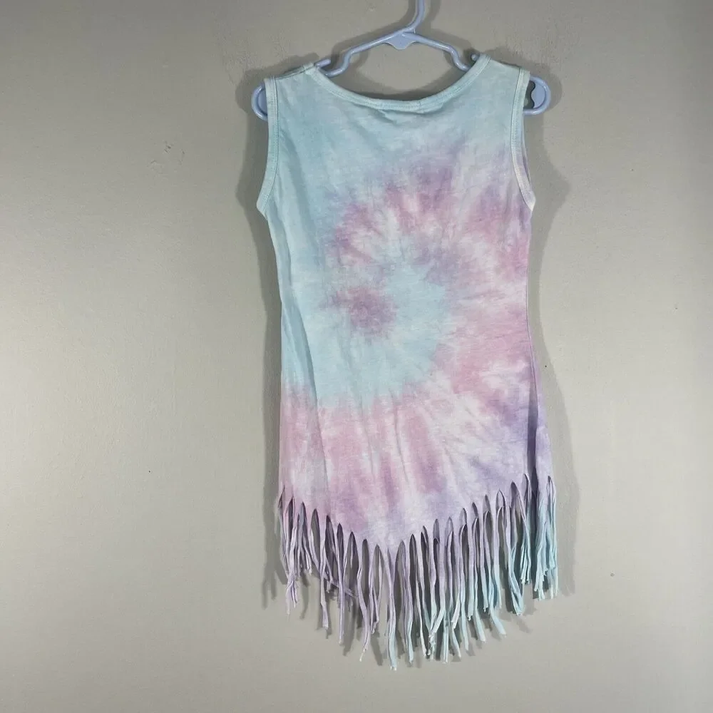 Dreamsicle Girls Dress Sz S Tye Dye T-shirt Dress With Fringe Deerfield Beach FL